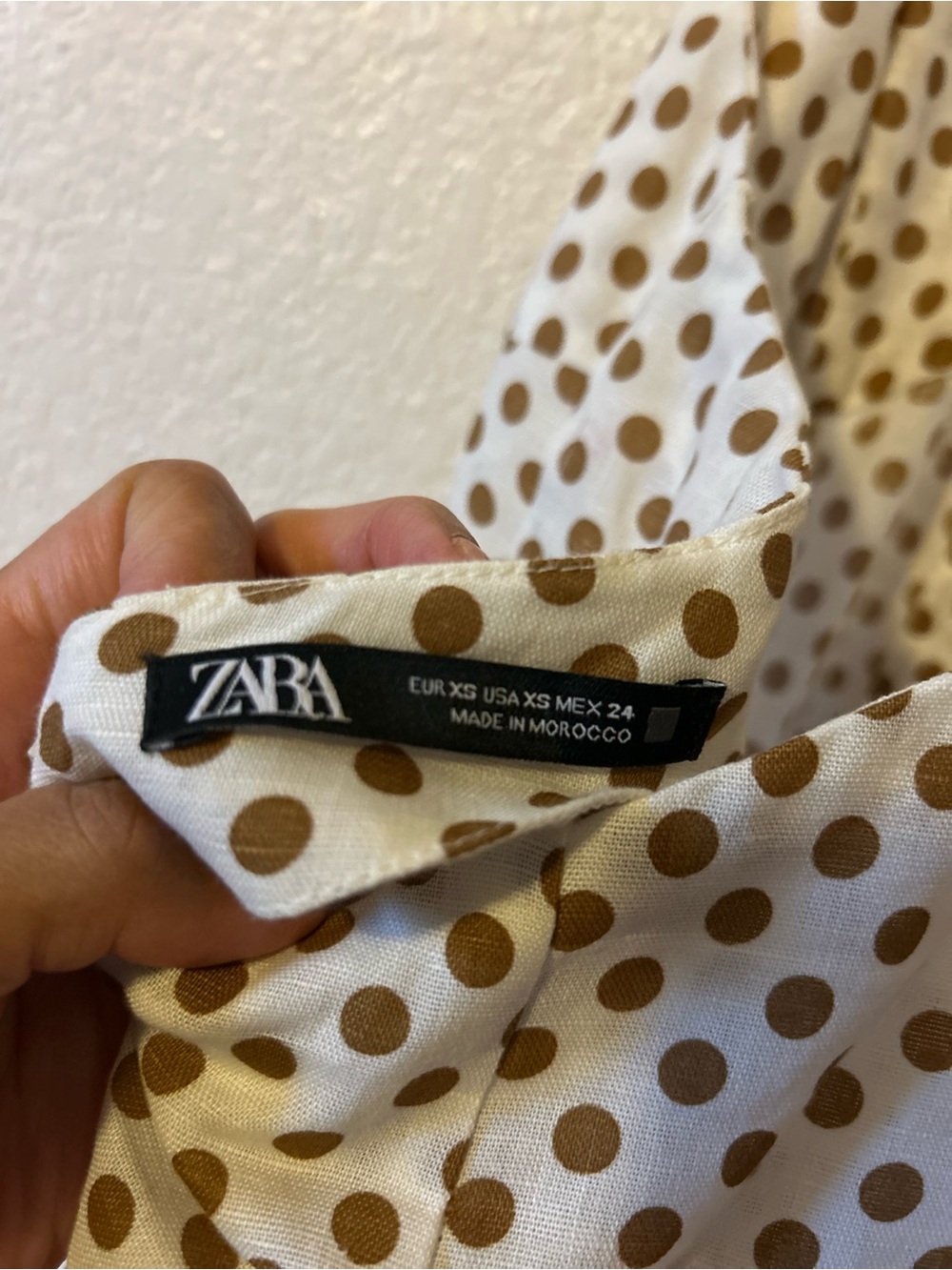 Zara Cream Halter Midi Dress with Brown Dot Print - Picture 3 of 5
